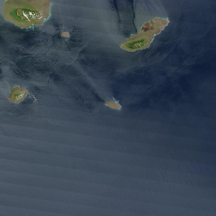 Satellite imagery of San Cristobal Island in the Galapagos