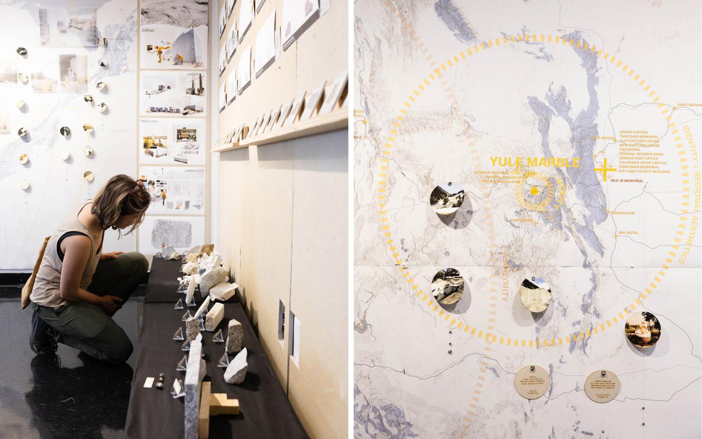 Student exhibition exploring geological extraction in the western U.S.