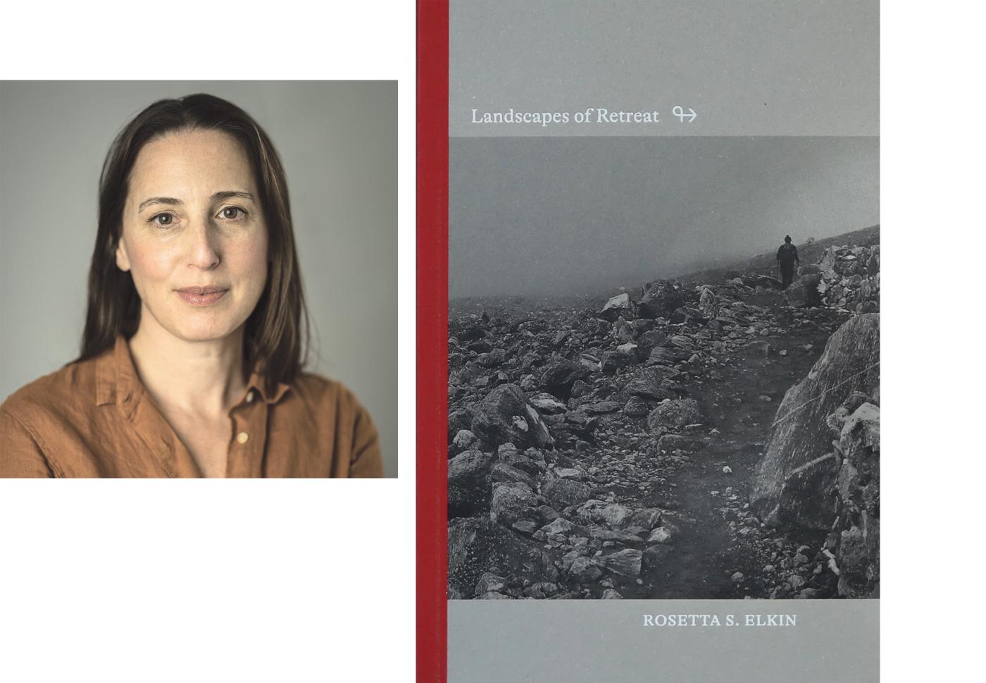 CCL JBJ Book Prize 2024_Winner_Landscapes of Retreat by Elkin - book cover and headshot