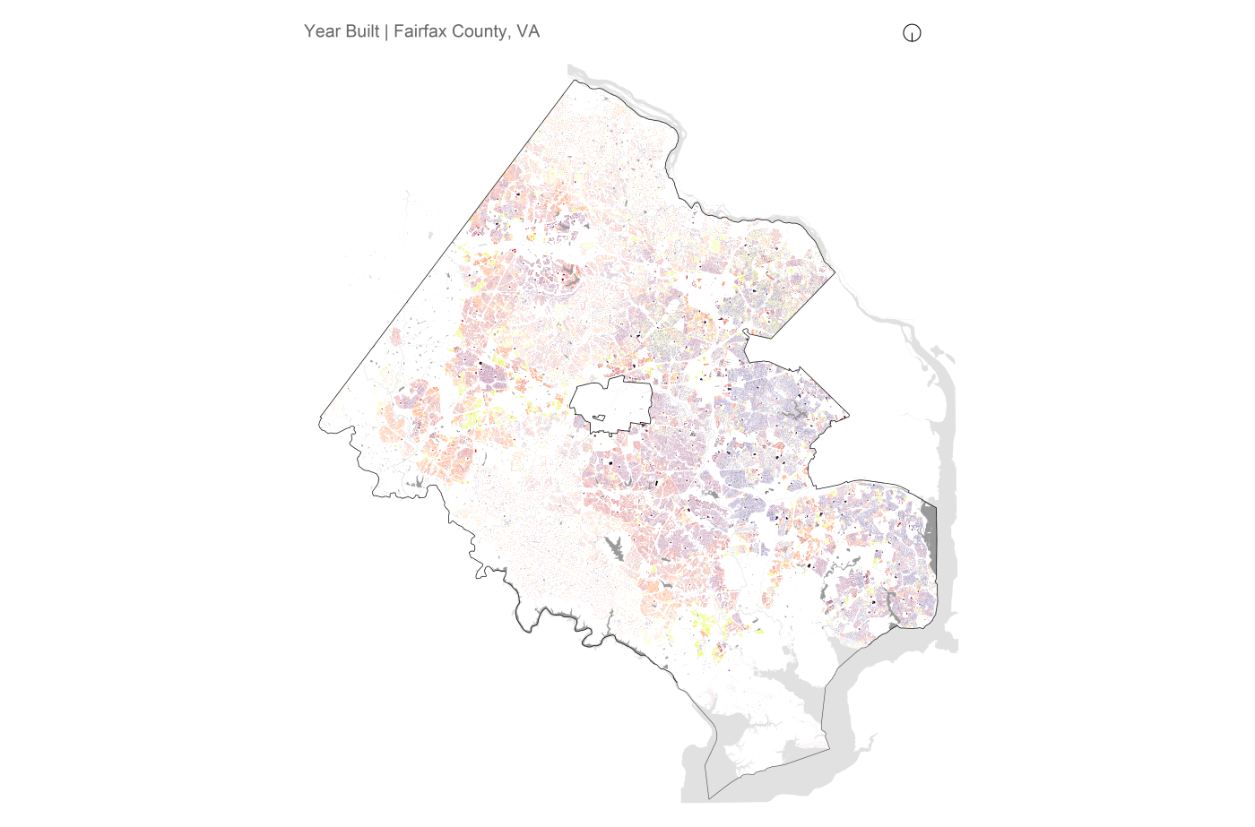 Building Stock in Fairfax County mapping of years built_courtesy J Ripple