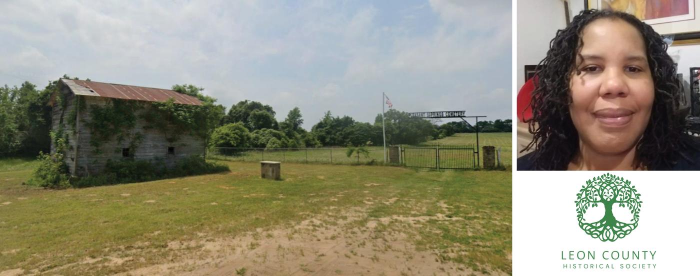 OPI Grantee Leon County Historical Society - image of barn, headshot of executive director and logo