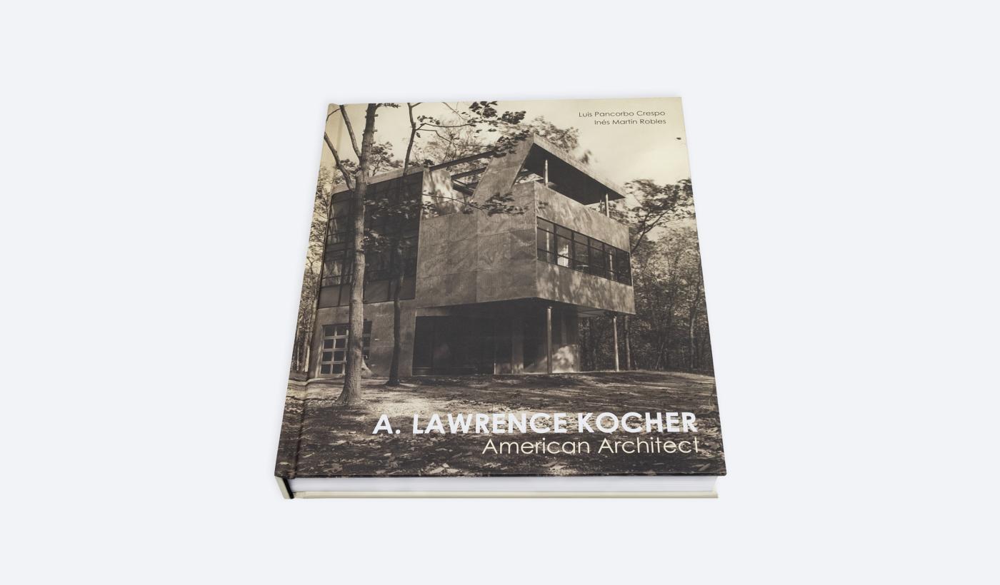 Book cover featuring an image of a modernist two-story home surrounded by trees