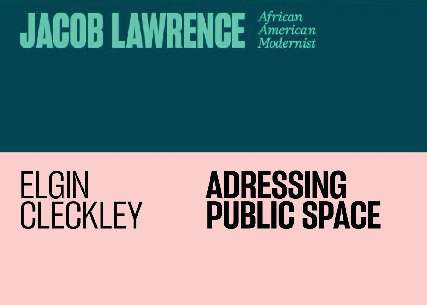 Light green text on dark green ground and black text on pink ground