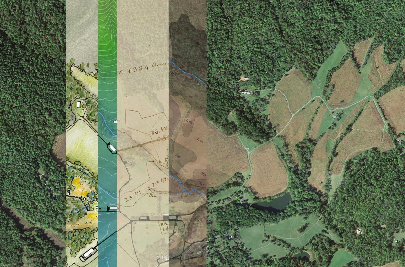 Collage of aerial images of Morven Farm Landscape