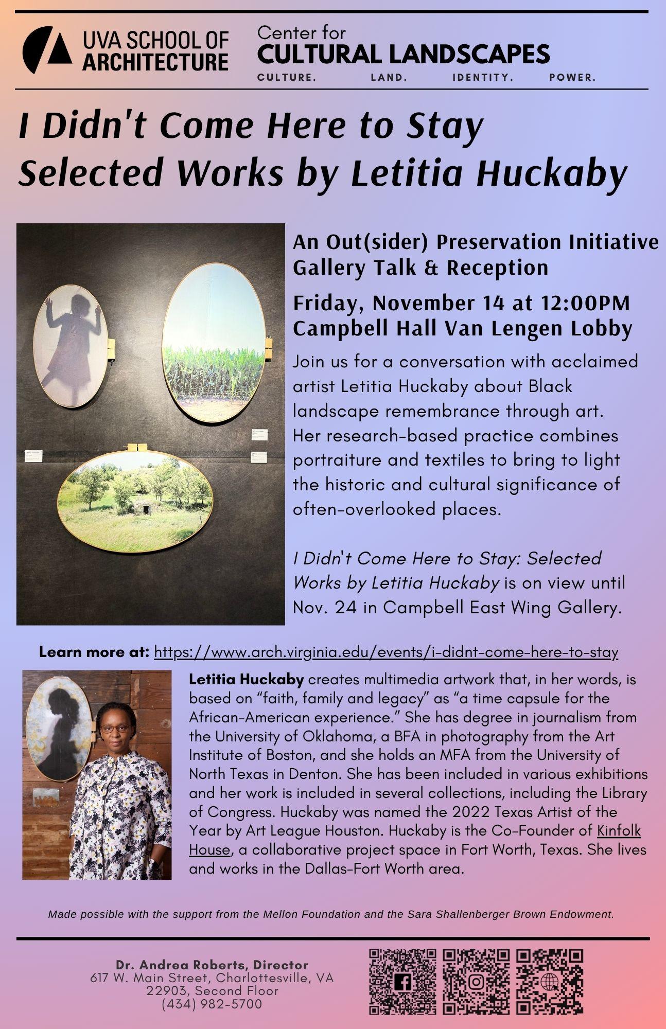 CCL Event "I Didn't Come Here to Stay." November 14, 2025 at 12pm in the Van Lengen Lobby, Campbell Hall