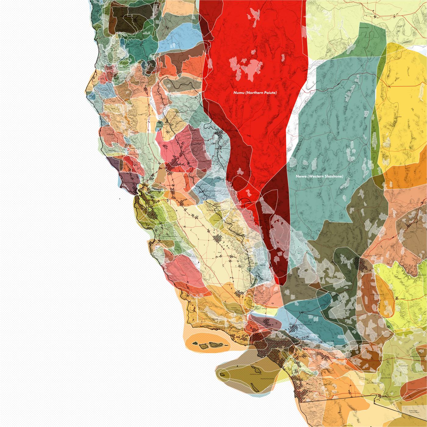 Colorful mapping of the Sierra Nevada Landscape - cartography