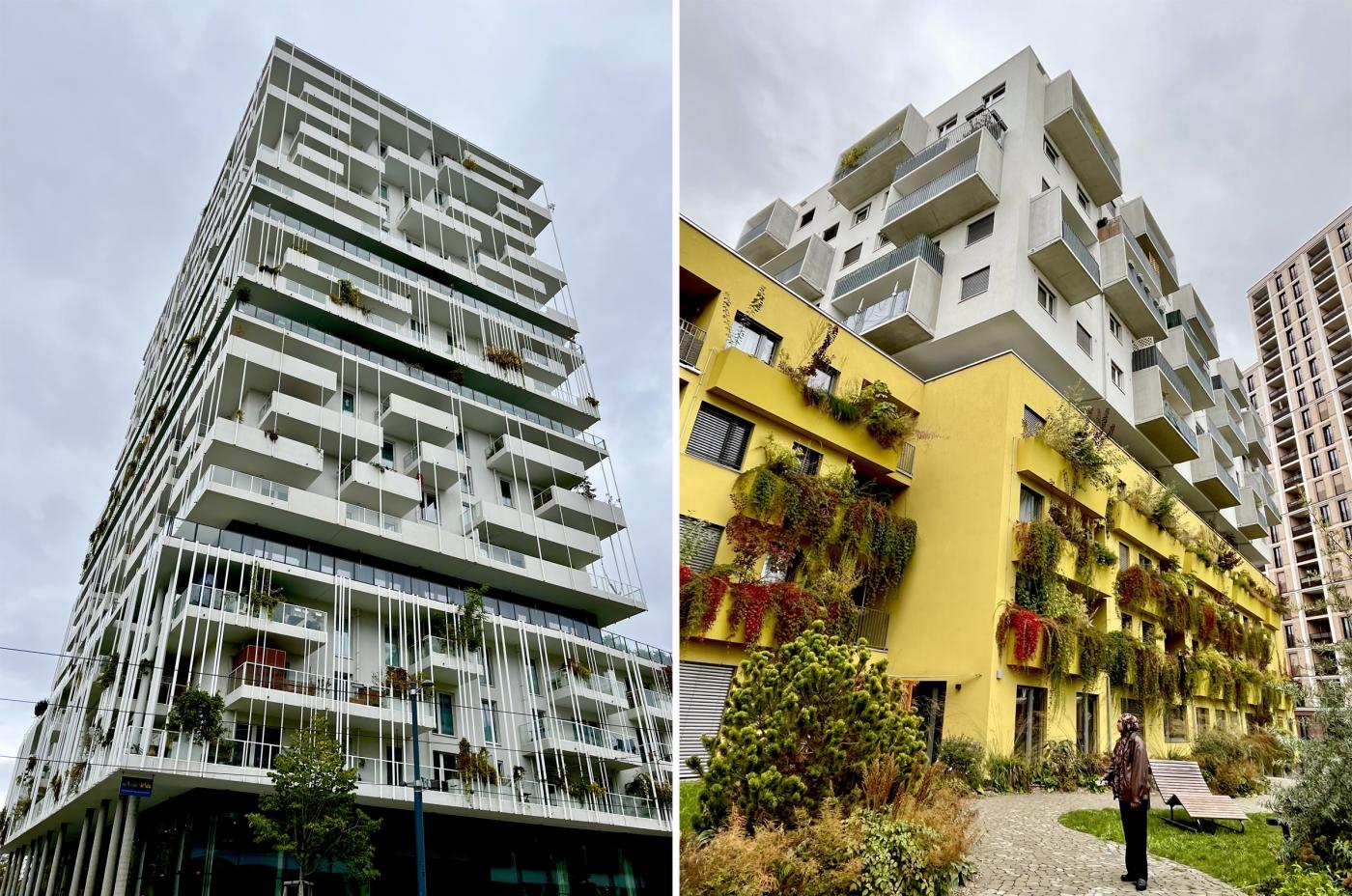 Two images of residential buildings in Vienna