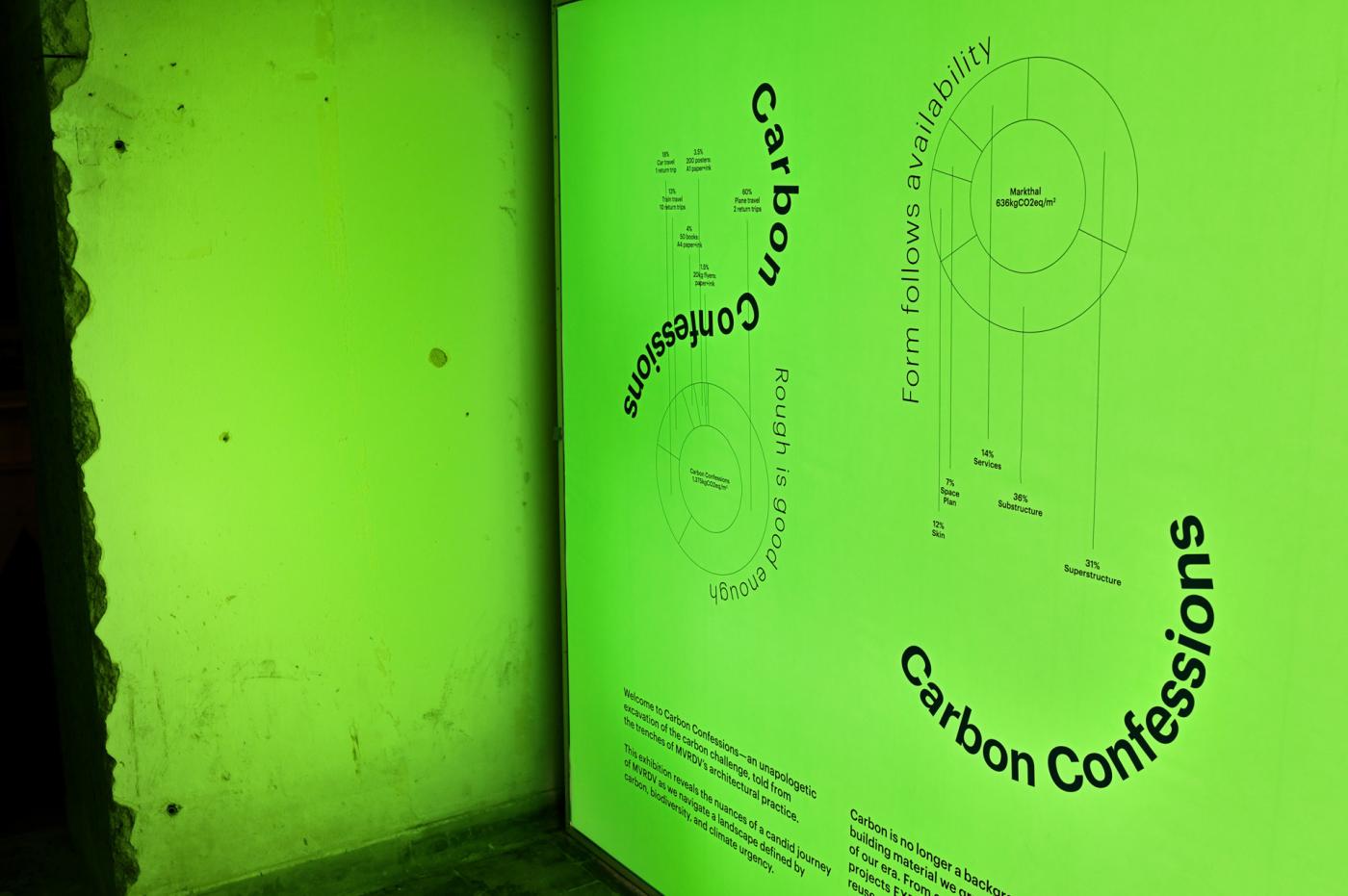 Glowing green wall with black text 